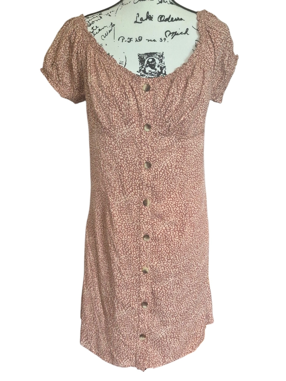 O'Neill Ellison Mini Dress L NWT Animal Print Puff Sleeve Boho Cottagecore Y2K